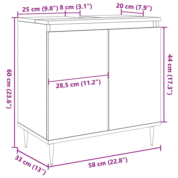 Badschrank Betongrau 58 X 33 X 60 Cm Holzwerkstoff