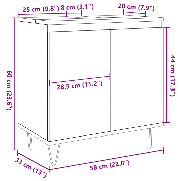 Badschrank Betongrau 58 X 33 X 60 Cm Holzwerkstoff