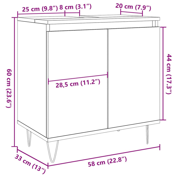 Badschrank Artisan-Eiche 58X33X60 Cm Holzwerkstoff