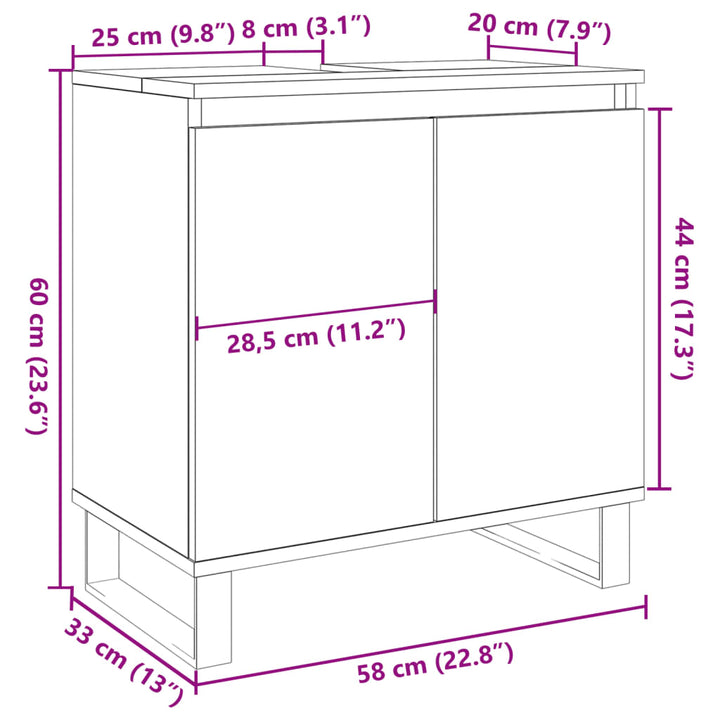 Badschrank 58 X 33 X 60 Cm Holzwerkstoff