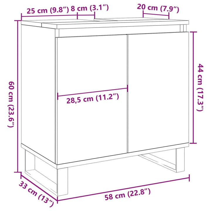 Badschrank -Optik 58X33X60 Cm Holzwerkstoff