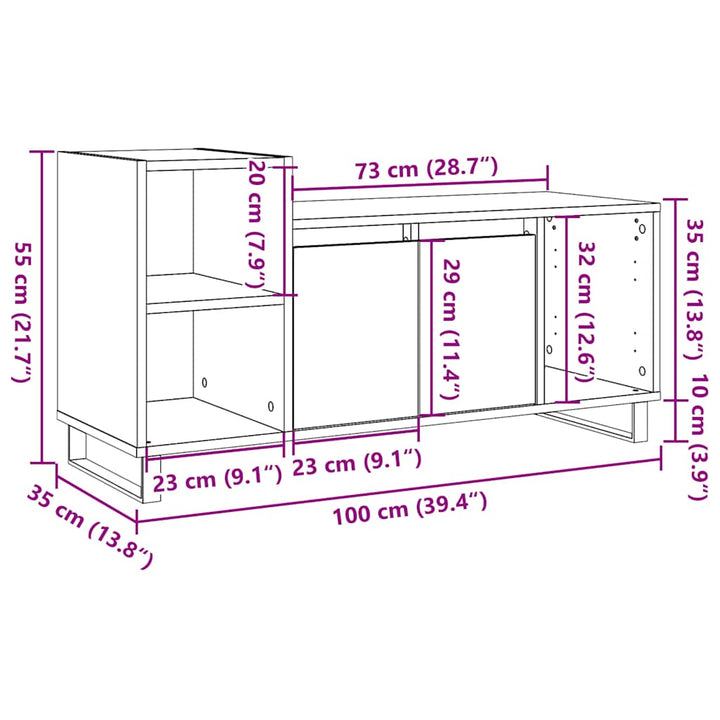 Tv-Schrank Artisan-Eiche 100X35X55 Cm Holzwerkstoff