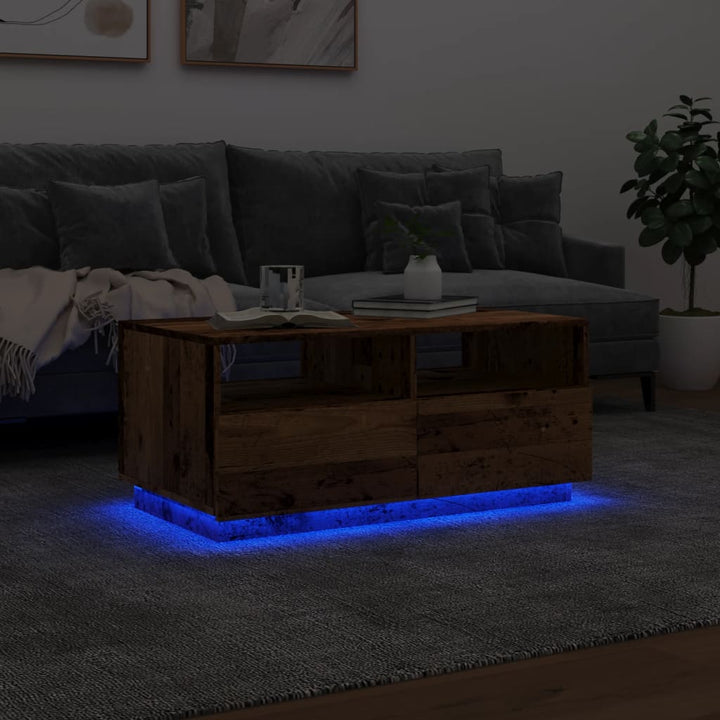 Couchtisch Mit Led-Leuchten -Optik 90X49X40 Cm