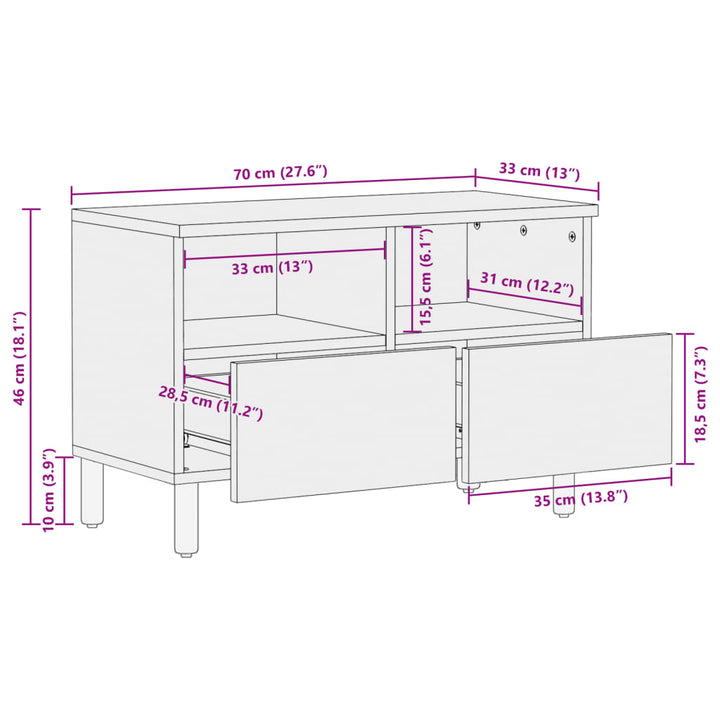 Tv-Schrank Schwarz 70X33X46 Cm Holzwerkstoff Creme