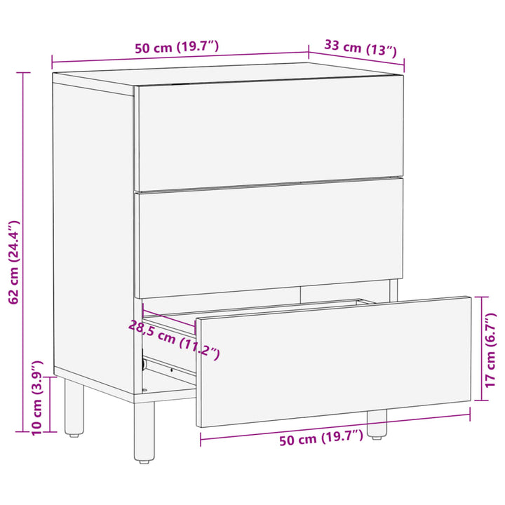 Nachttisch Schwarz 50X33X62 Cm Holzwerkstoff