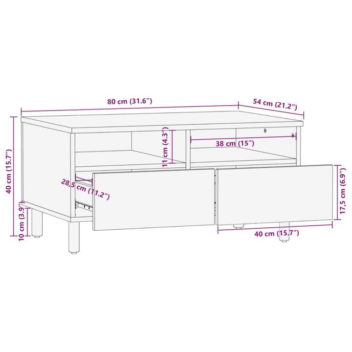 Couchtisch Schwarz 80X54X40 Cm Holzwerkstoff