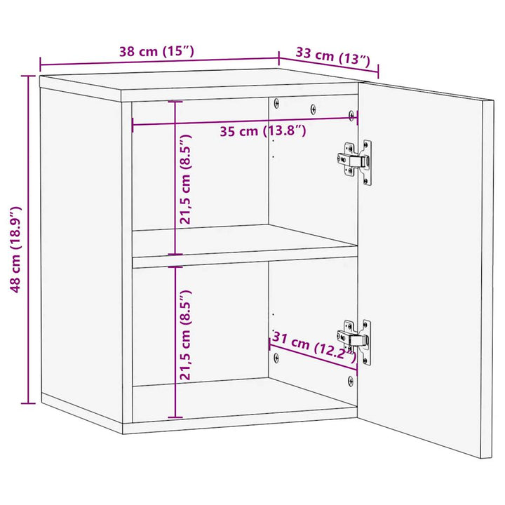 Bad-Hängeschrank Schwarz 38X33X48 Cm Holzwerkstoff Creme