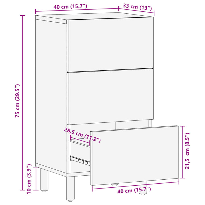 Sideboard Schwarz 40X33X75 Cm Holzwerkstoff