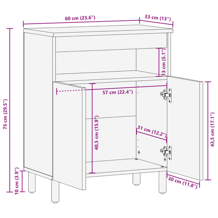 Sideboard Schwarz 60X33X75 Cm Holzwerkstoff