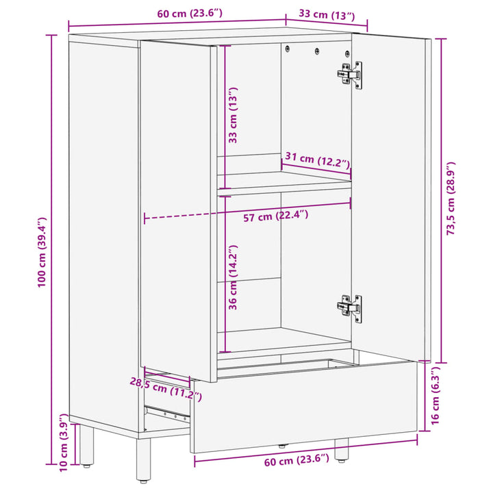 Highboard Schwarz 60X33X100 Cm Holzwerkstoff Anthrazit