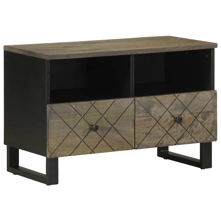 Tv-Schrank Schwarz 70X33X46 Cm Massivholz Mango Weiß