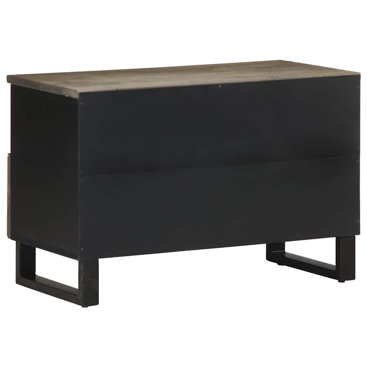 Tv-Schrank Schwarz 70X33X46 Cm Massivholz Mango Weiß