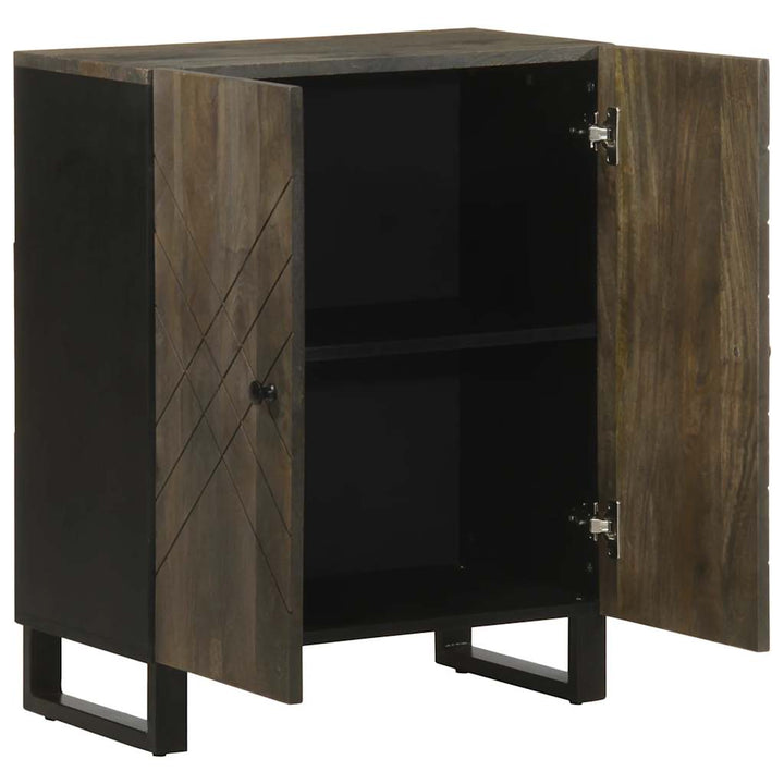 Sideboard Schwarz 60X33X75 Cm Massivholz Mango Weiß