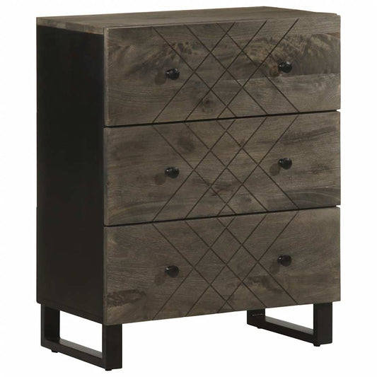 Sideboard Schwarz 60X33X75 Cm Massivholz Mango Weiß