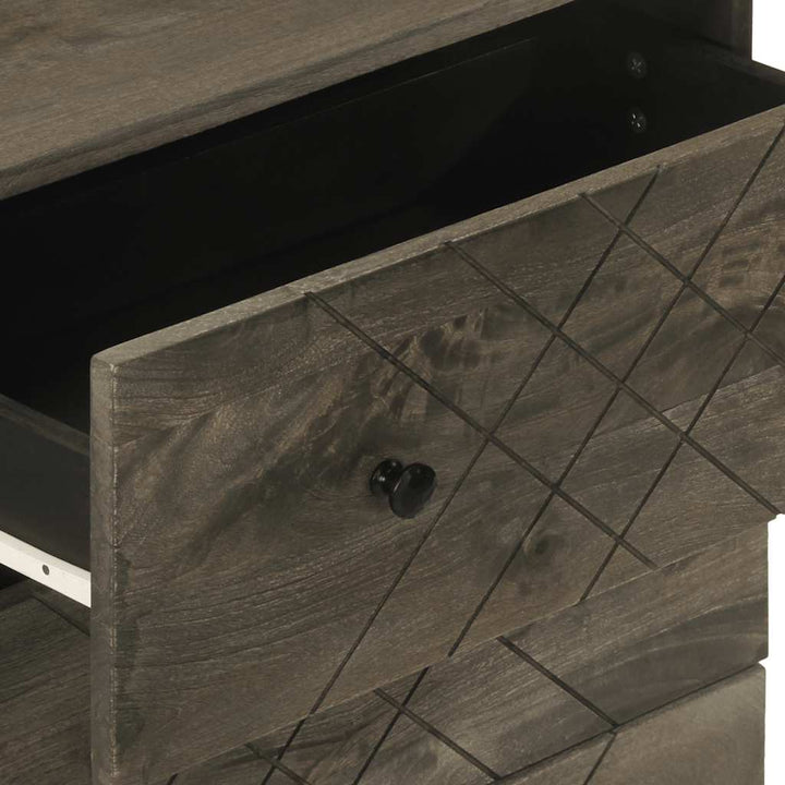 Sideboard Schwarz 60X33X75 Cm Massivholz Mango Weiß