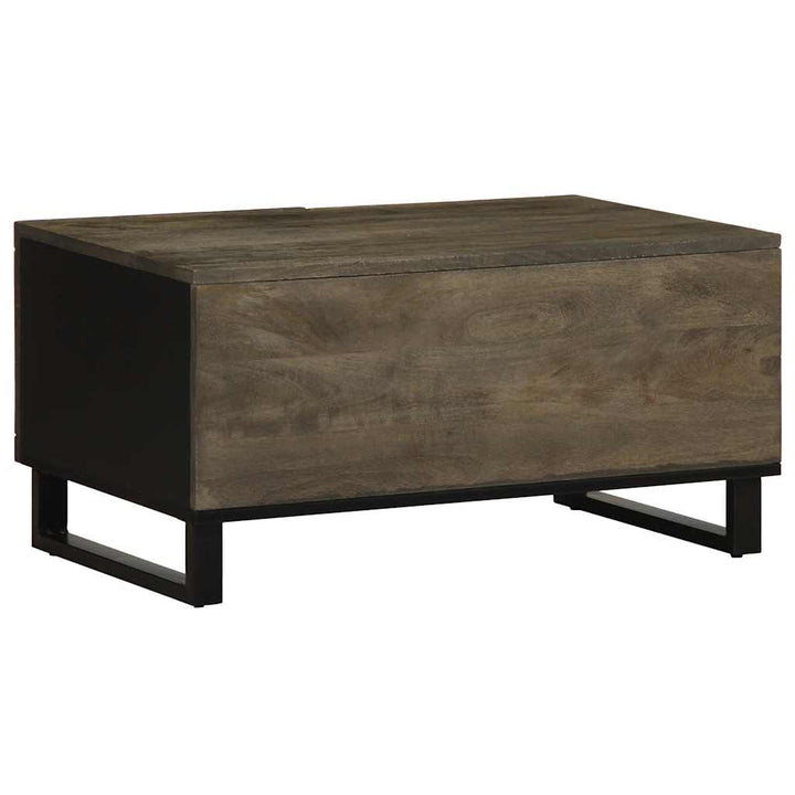 Couchtisch Schwarz 80X50X40 Cm Massivholz Mango Weiß