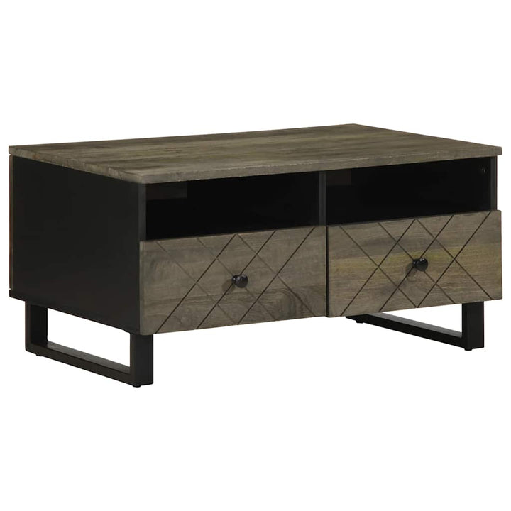 Couchtisch Schwarz 80X54X40 Cm Massivholz Mango