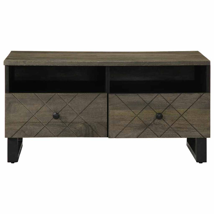 Couchtisch Schwarz 80X54X40 Cm Massivholz Mango