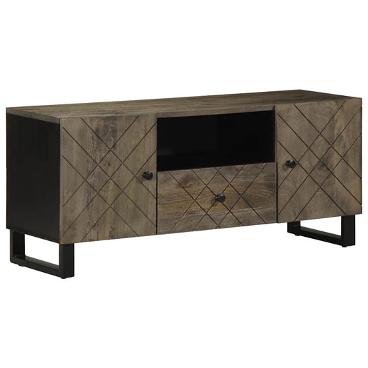 Tv-Schrank Schwarz 105X33X46 Cm Massivholz Mango Weiß