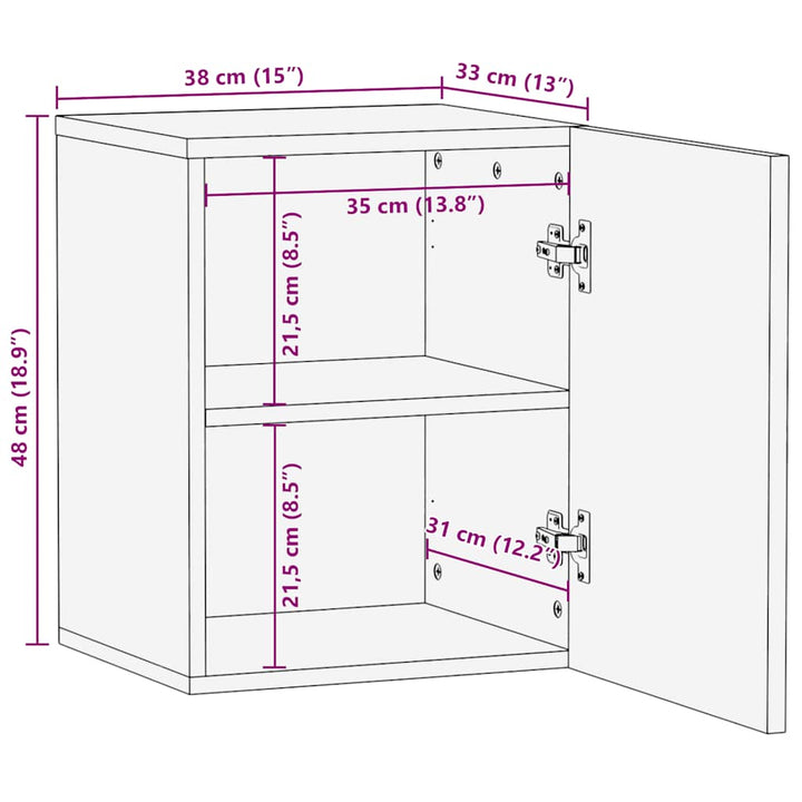 Bad-Wandschrank Schwarz 38X33X48 Cm Massivholz Mango