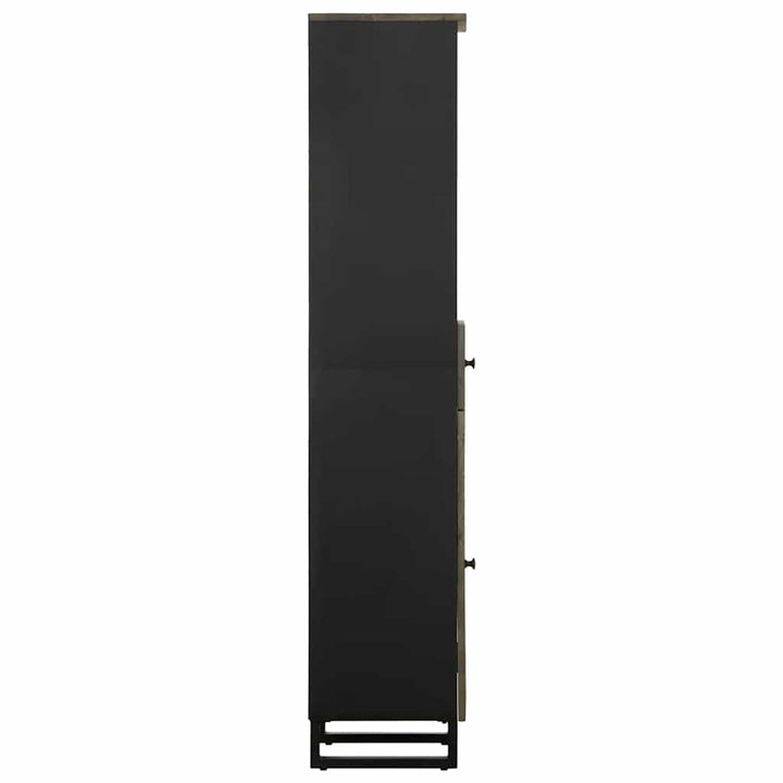 Badschrank Schwarz 38X33X160 Cm Massivholz Mango