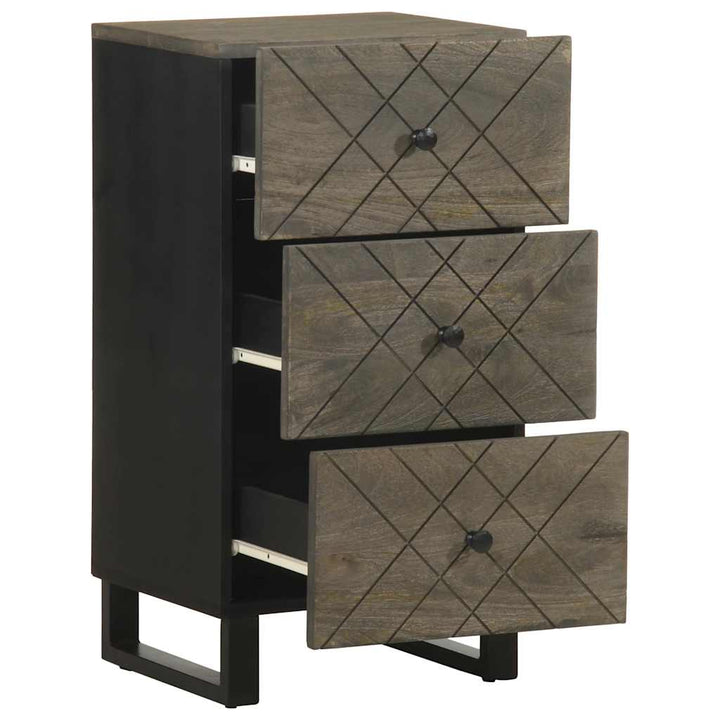 Sideboard Schwarz 40X33X75 Cm Massivholz Mango