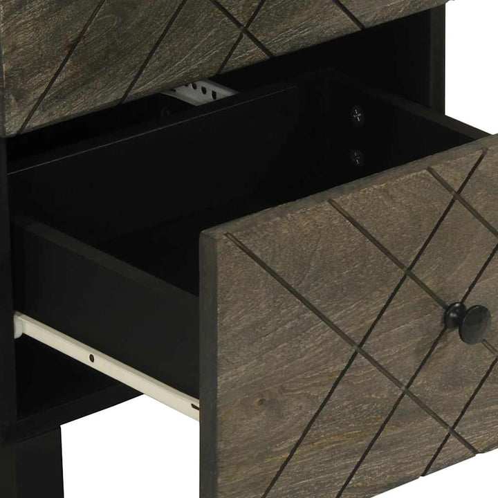 Sideboard Schwarz 40X33X75 Cm Massivholz Mango