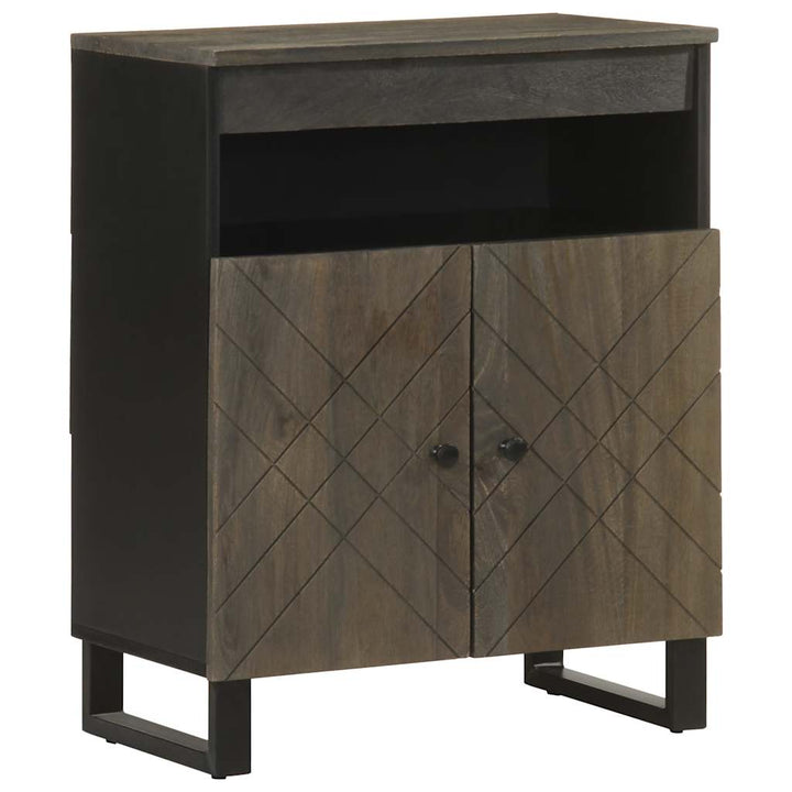 Sideboard Schwarz 60X33X75 Cm Massivholz Mango Natur