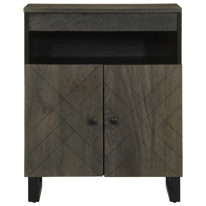 Sideboard Schwarz 60X33X75 Cm Massivholz Mango Natur