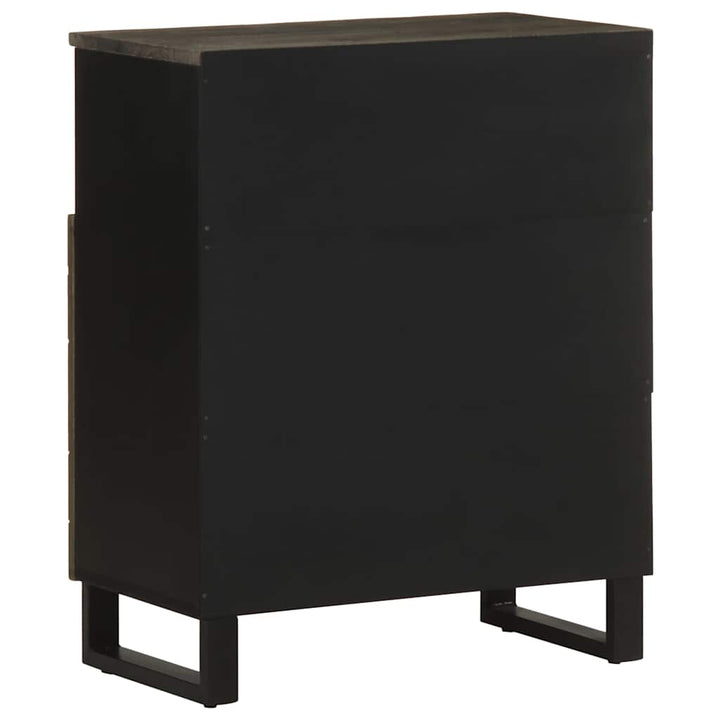 Sideboard Schwarz 60X33X75 Cm Massivholz Mango Natur