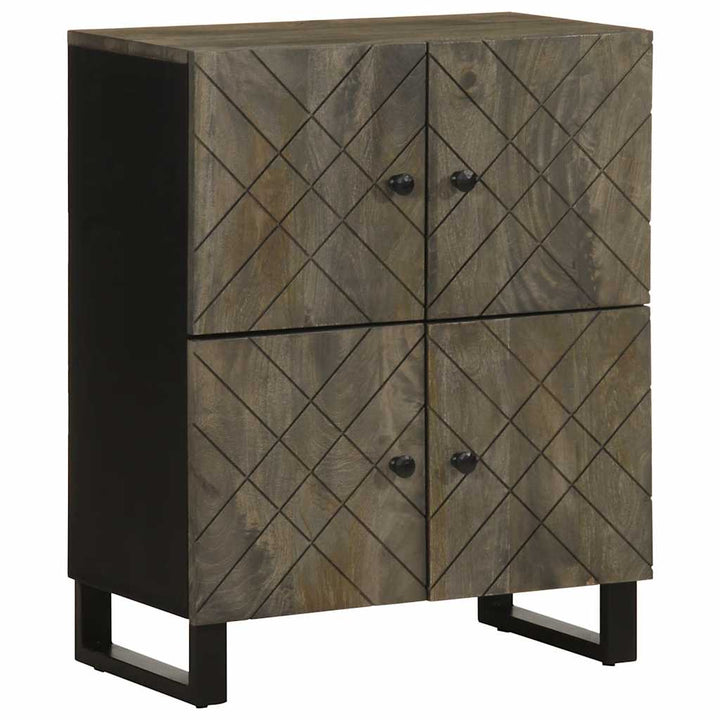 Sideboard Schwarz 60X33X75 Cm Massivholz Mango