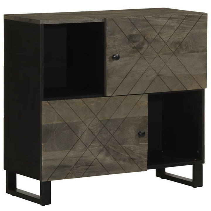 Sideboard Schwarz 80X33X75 Cm Massivholz Mango