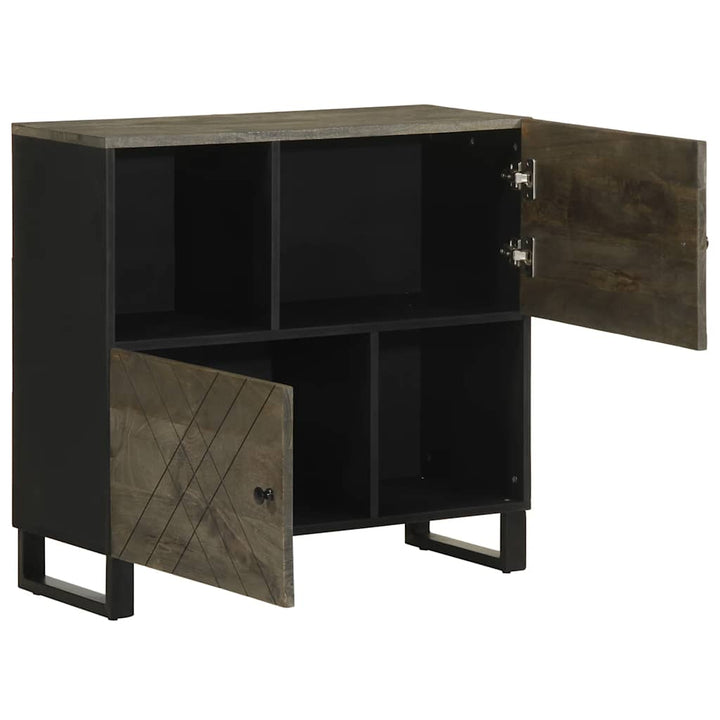 Sideboard Schwarz 80X33X75 Cm Massivholz Mango