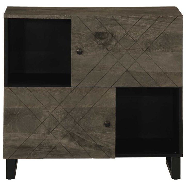 Sideboard Schwarz 80X33X75 Cm Massivholz Mango