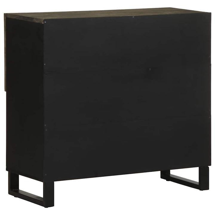 Sideboard Schwarz 80X33X75 Cm Massivholz Mango