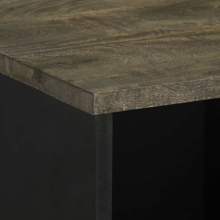 Sideboard Schwarz 80X33X75 Cm Massivholz Mango