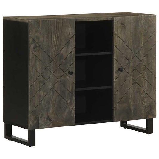 Sideboard Schwarz 90X33X75 Cm Massivholz Mango