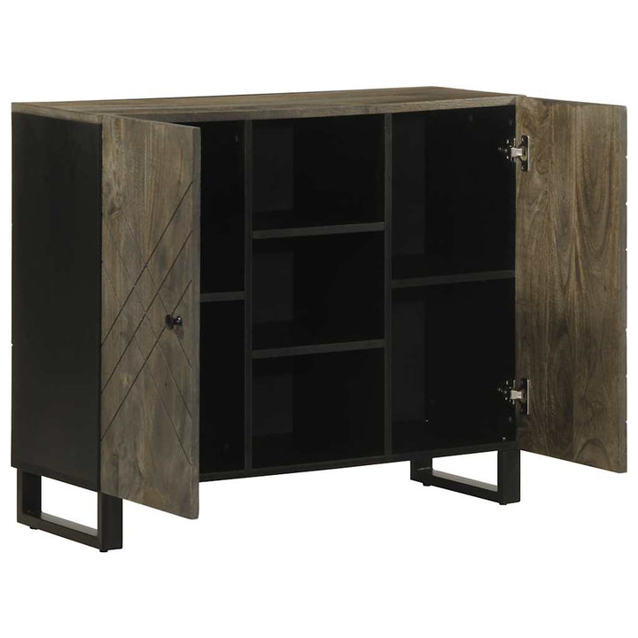 Sideboard Schwarz 90X33X75 Cm Massivholz Mango