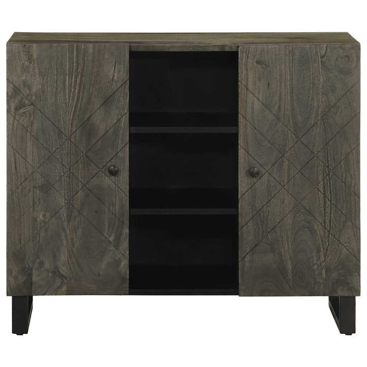 Sideboard Schwarz 90X33X75 Cm Massivholz Mango