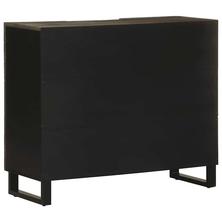 Sideboard Schwarz 90X33X75 Cm Massivholz Mango