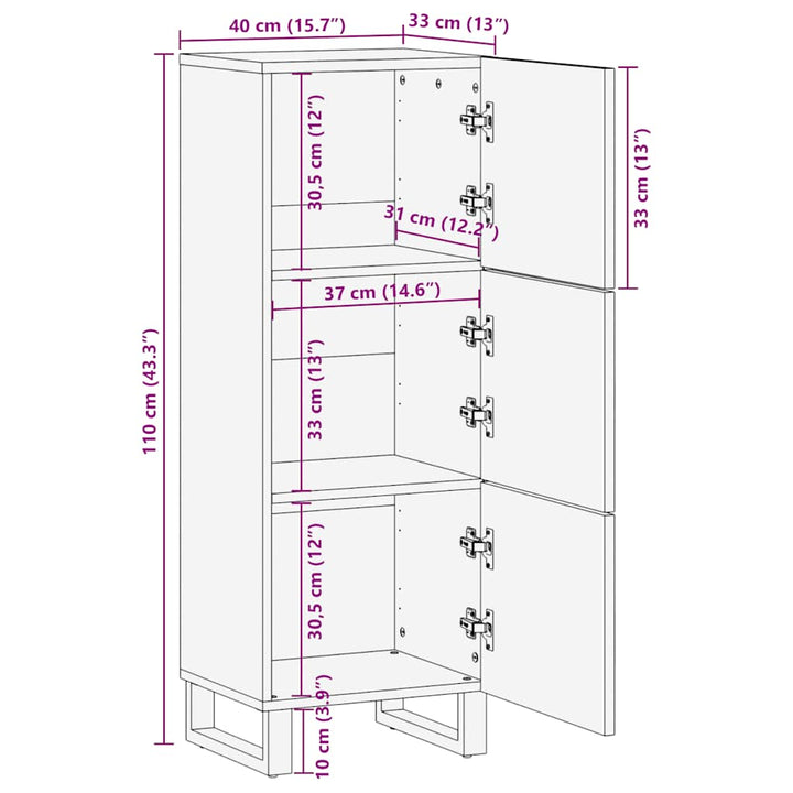 Highboard 40X33X110 Cm Massivholz Mango