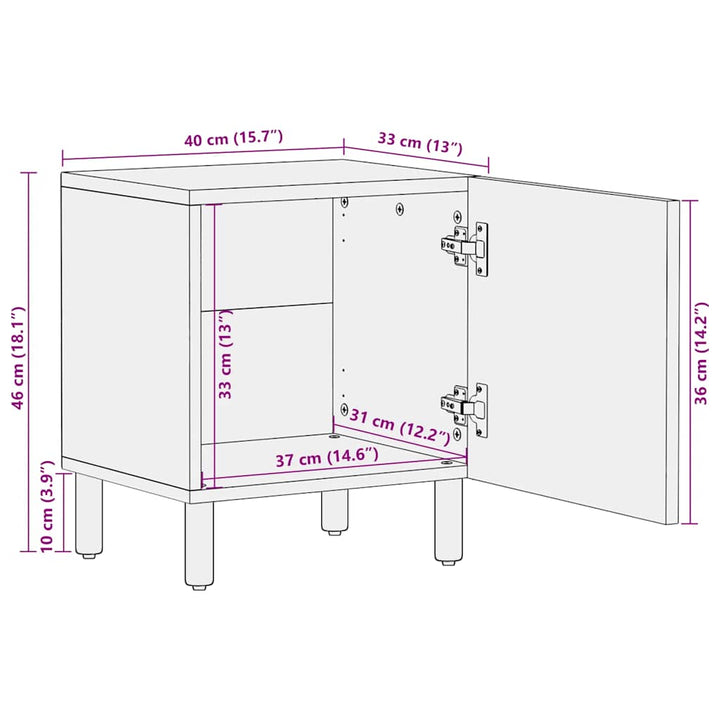 Nachttisch Braun 40X33X46 Cm Massivholz Mango