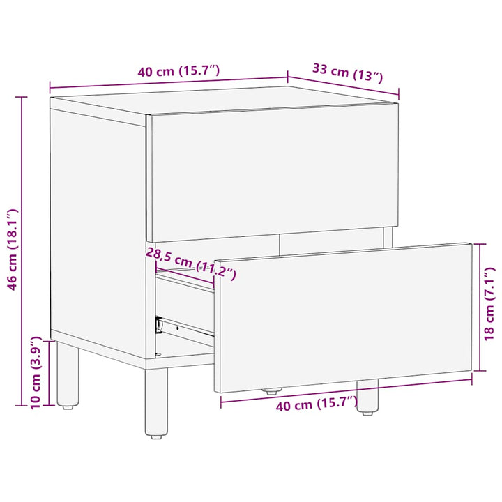 Nachttisch Braun 40X33X46 Cm Massivholz Mango