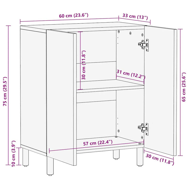 Sideboard 60X33X75 Cm Massivholz Mango