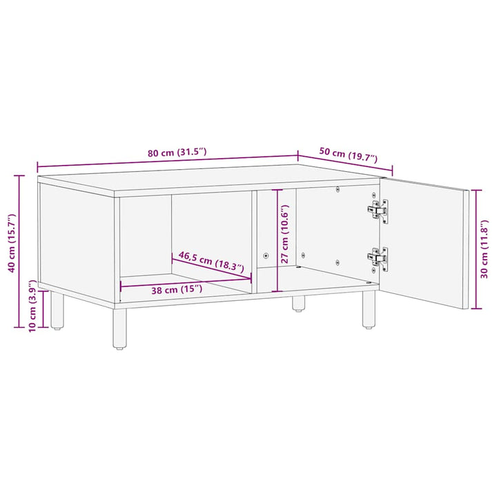 Couchtisch 80X50X40 Cm Massivholz Mango