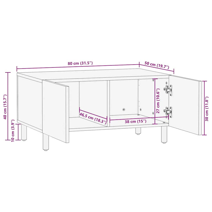 Couchtisch 80X50X40 Cm Massivholz Mango