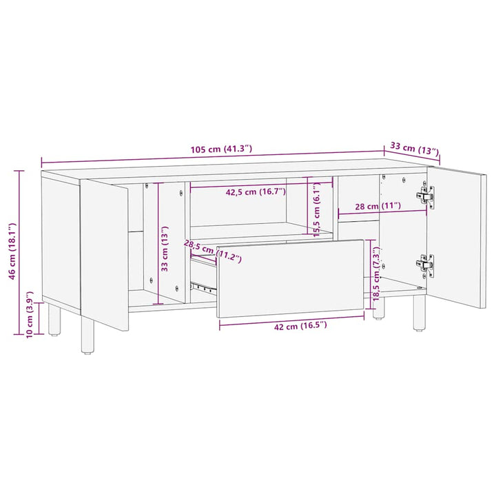 Tv-Schrank 105X33X46 Cm Massivholz Mango