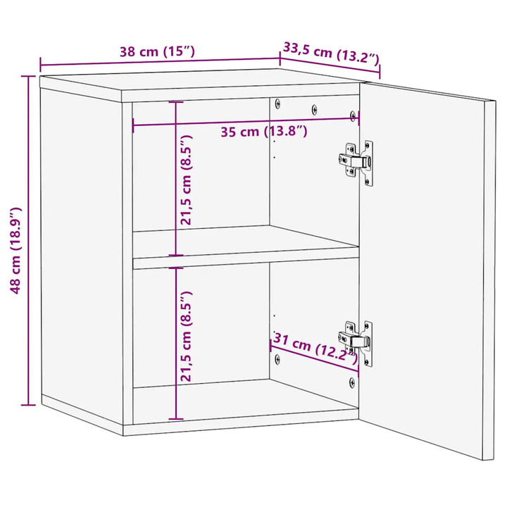 Bad-Hängeschrank Braun 38X33,5X48 Cm Massivholz Mango