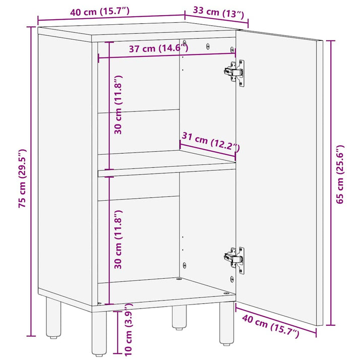 Sideboard 40X33X75 Cm Massivholz Mango