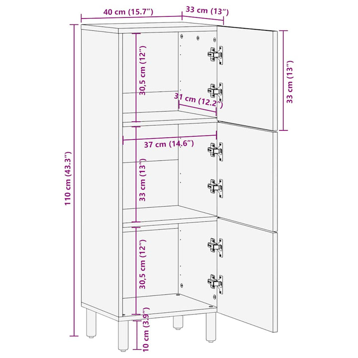 Highboard 40X33X110 Cm Massivholz Mango